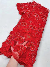 High Quality  Net Chiffon Beaded Sequence Lace Fabric