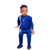 Kaftan Boys Solid Round Neck Long-sleeved Tops And Pants Suit