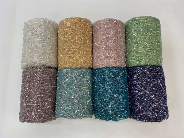 New Luxurious African Beaded Net Mesh Lace Fabric