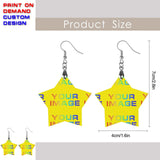 Print On Demand Customized Custom Words Name Number Earring