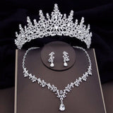 New Luxury Silver Color Crystal Water Bridal Jewelry Sets