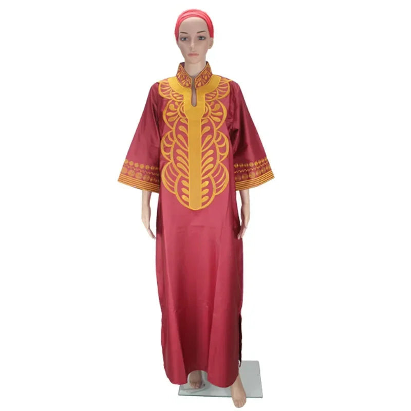 Women dashiki soft embroidery long dress