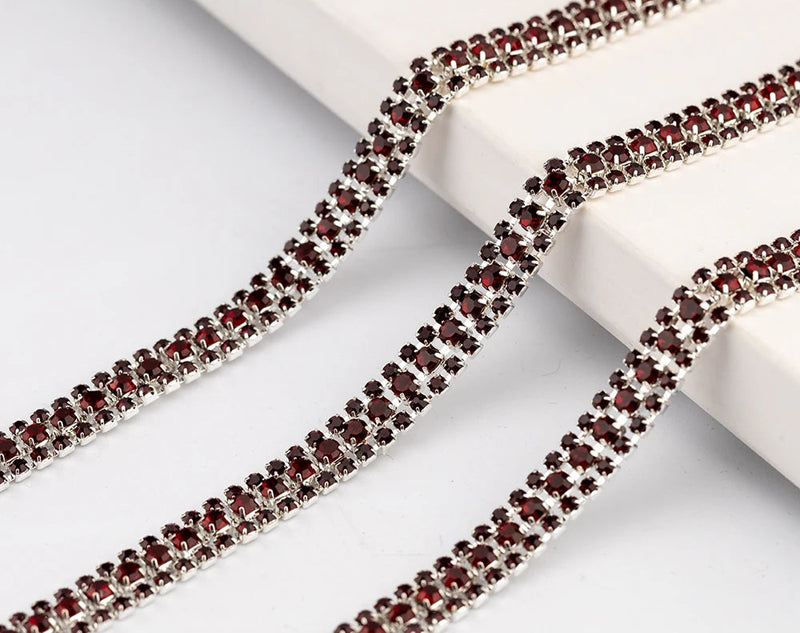 3 Rows Rhinestone Cup Chain