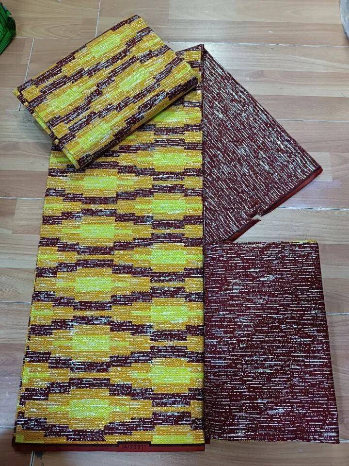 Ankara African Kente Gold Real Wax Fabric