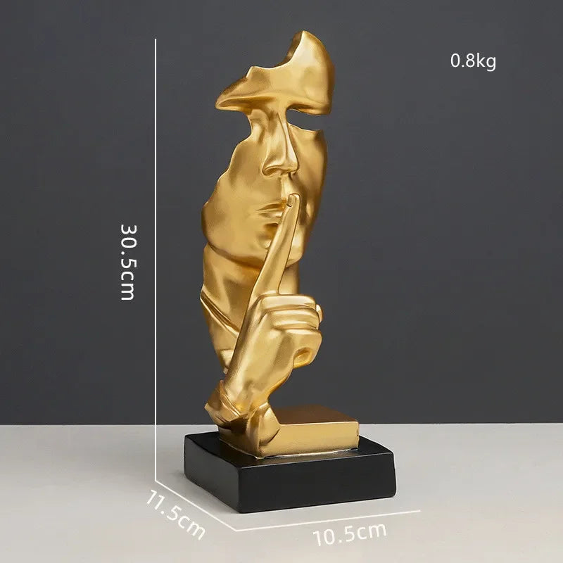 Home silence is Gold statue decoration