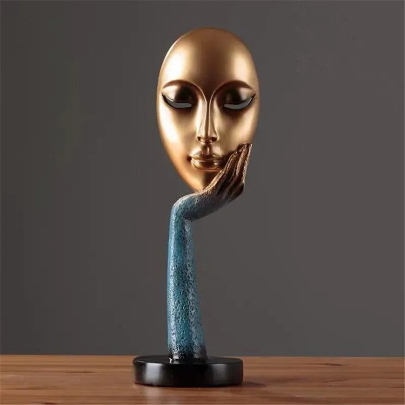 Modern Human Meditators Abstract Lady Face Character Resin Statues