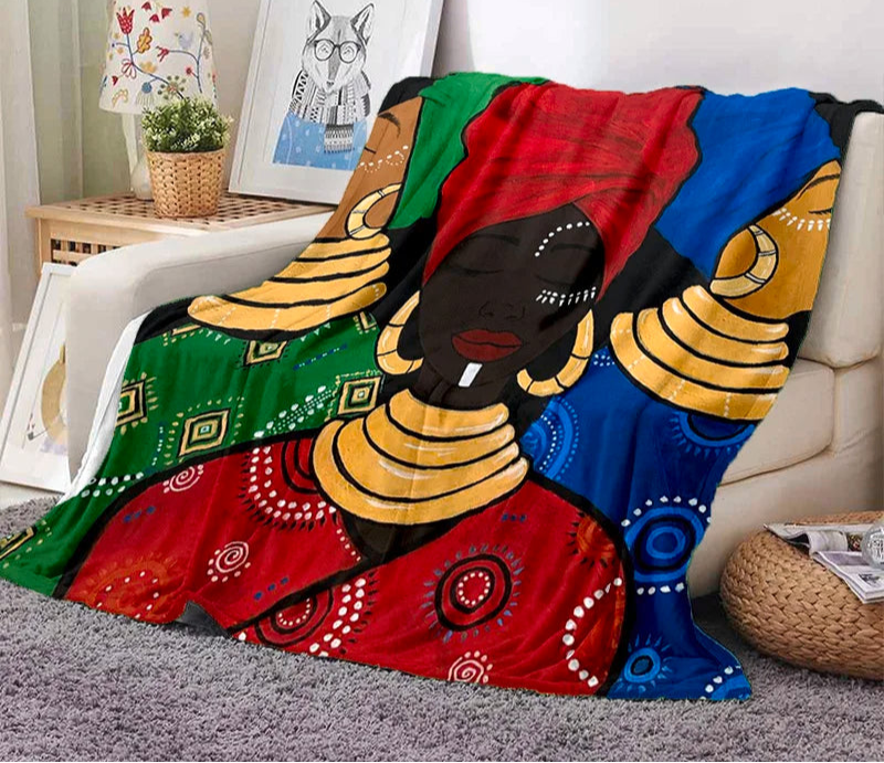 Cartoon Africa Ethiopian Custom Painting Art Soft Flannel Blanket