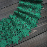 18CM Wide Exquisite Green Flowers Embroidery Cotton Fabric Lace