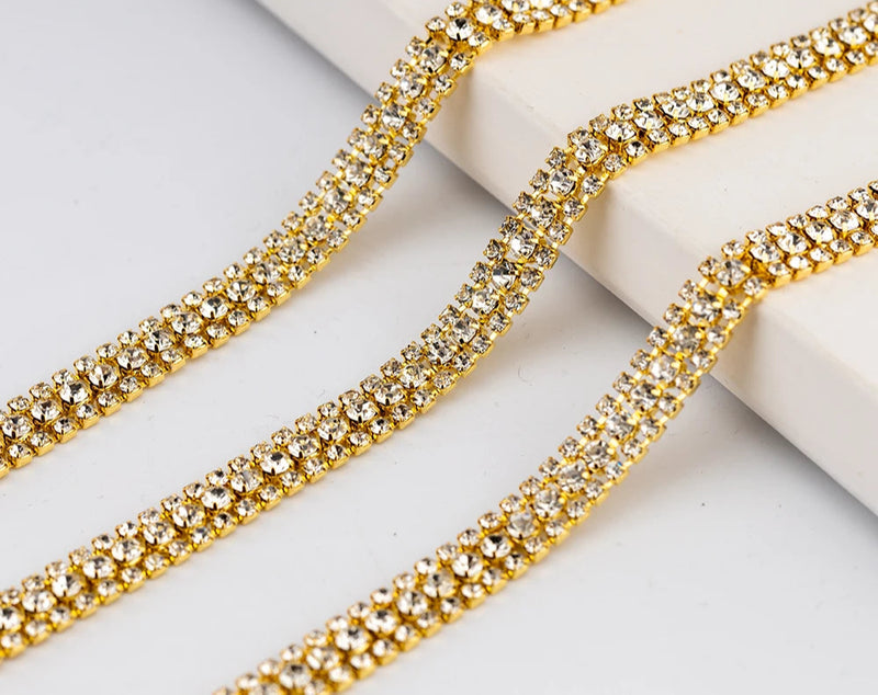 3 Rows Rhinestone Cup Chain