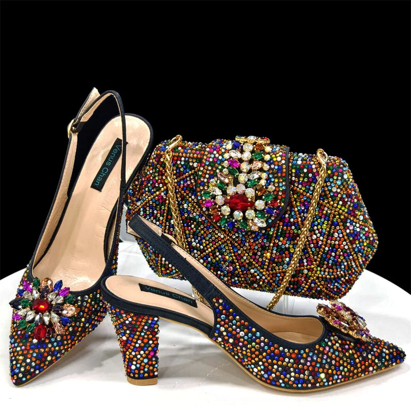 Italian Design Fashion Shoes with Matching Bag Set