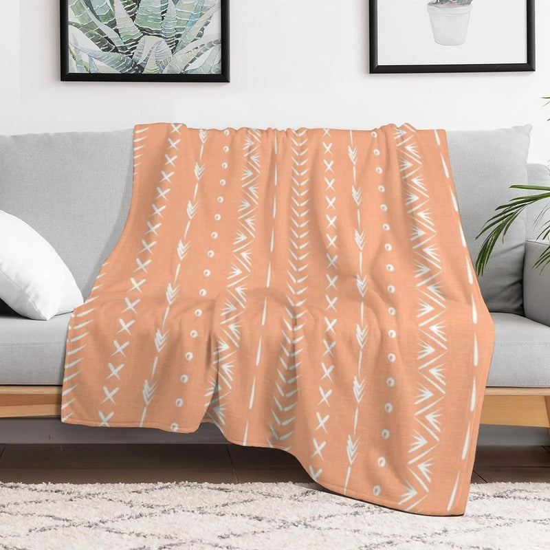 New peach pink and white Throw Blanket