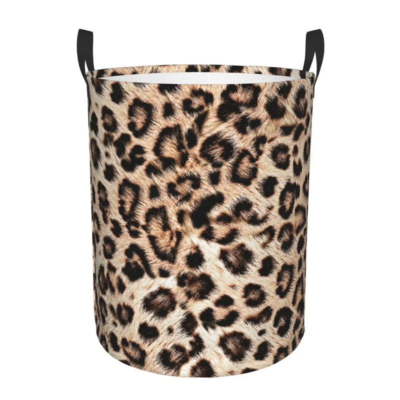 New Custom Leopard Print Laundry Basket