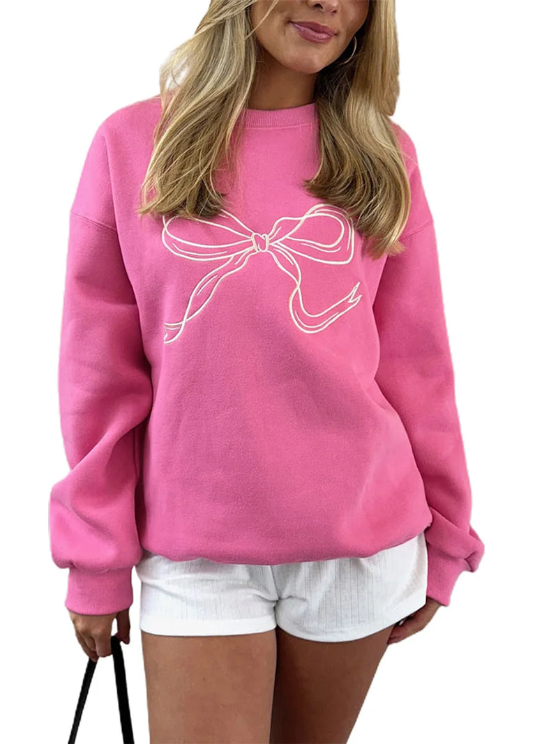 New Cute Pink Bow Prints Hoodie