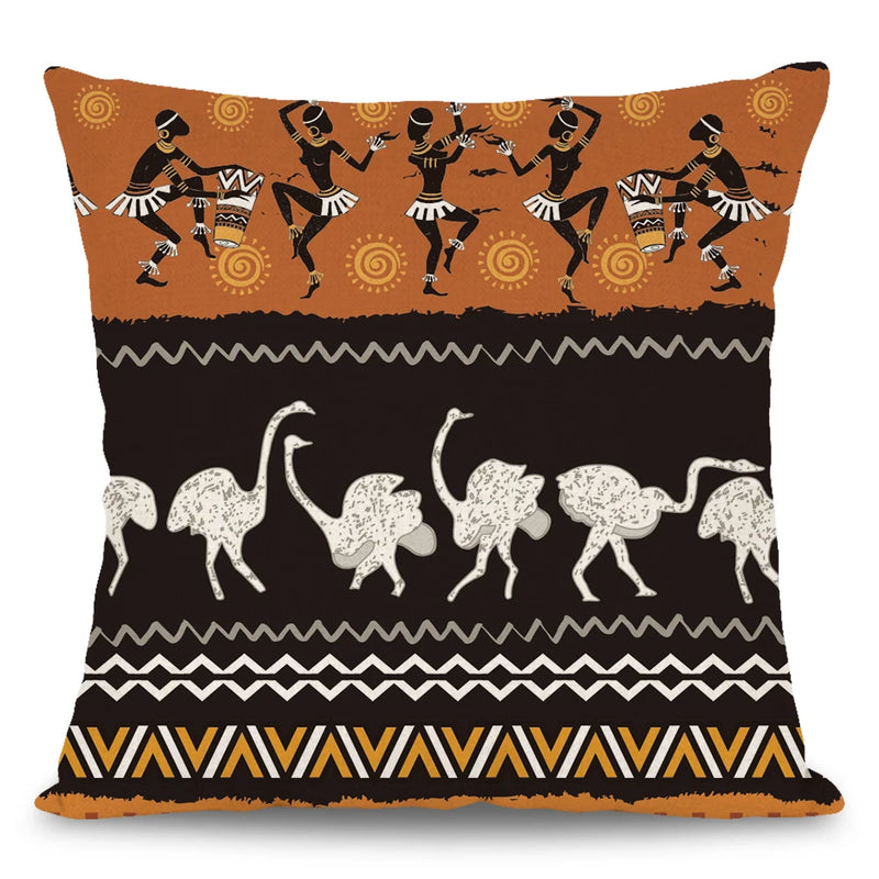 1Pc/4Pc African Style Animal Print Throw Pillowcase African Women Indigenous Female Dancer Pillowcase Home Sofa Cushion Cover