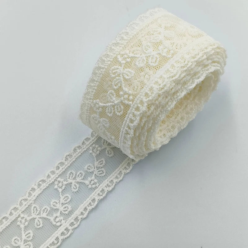 3.6 cm Length 270 cm DIY White Beige Embroidery Lace