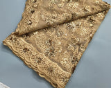 High Quality Gold French Mesh Net Lace Sequined Fabric