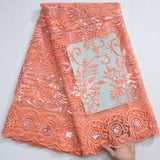 High quality Nigeria  Embroidery Tull Lace Fabric