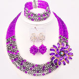 New Crystal Beaded Nigerian Wedding African Beads Jewelry Set