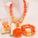 Original Orange Coral Beads Necklace Set