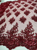 African Nigerian Embroidered Tulle Lace Fabric