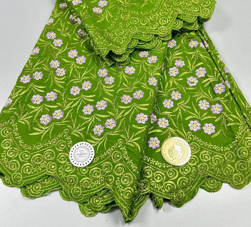 African Nigerian Stones Embroidery Cotton Swiss Voile Lace Fabric