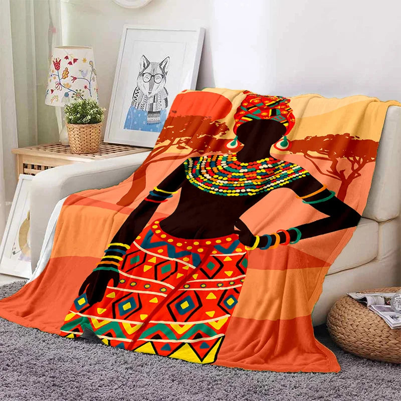 Cartoon Africa Custom Painting Art Soft Flannel Blanket