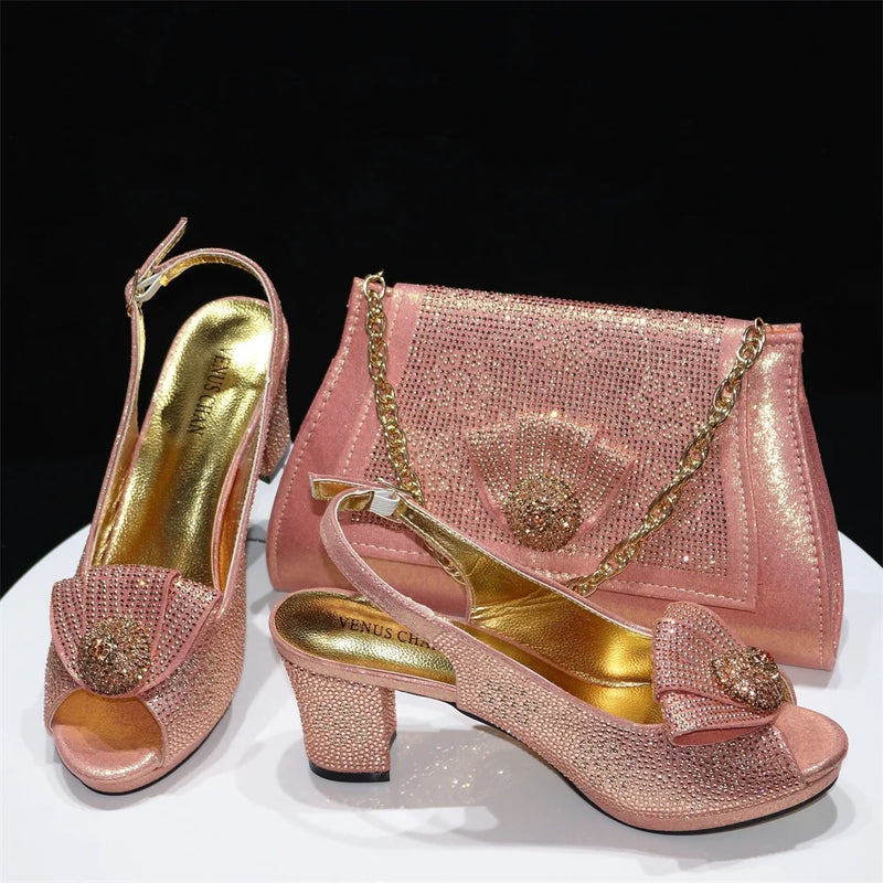 New Magenta Women Shoes And Bag Set