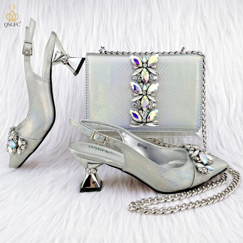 Big Diamond Decoration Shoes and Bag Set