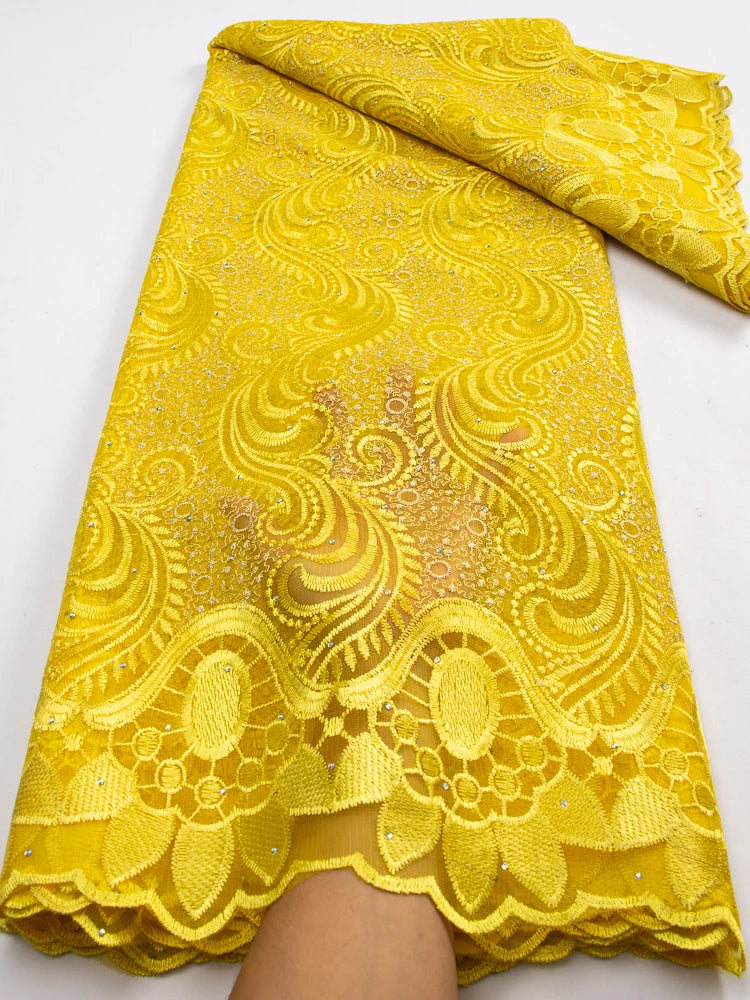 New High Quality African Stones Lace Fabric