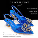 New Arrival Elegant Full of Rhinestone Flower Design Style Shoes and Bag Set