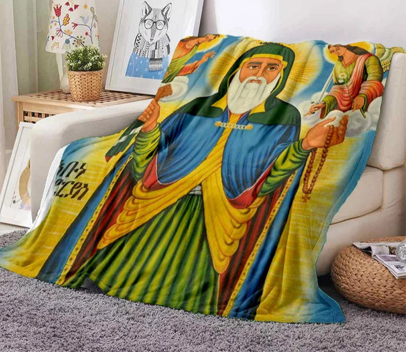 Cartoon Africa Ethiopian Custom Painting Art Soft Flannel Blanket