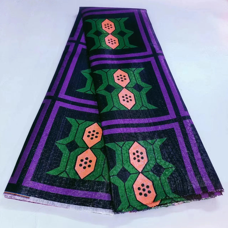 African Wax Style Kente Jacquard Brocade Lace Fabric