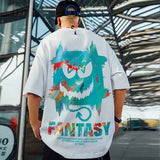 Harajuku Devil Graffiti Print Oversized Tee Shirts