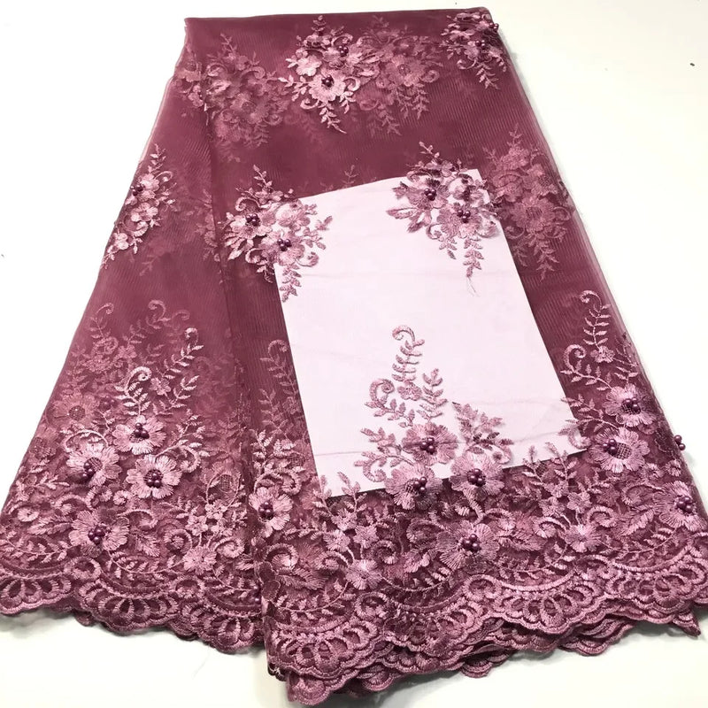 High Quality Lace Bead Nigerian Lace Fabric