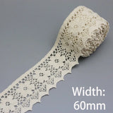 New White Beige Cotton Embroidered Lace