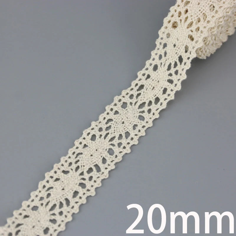 New White Beige Cotton Embroidered Lace