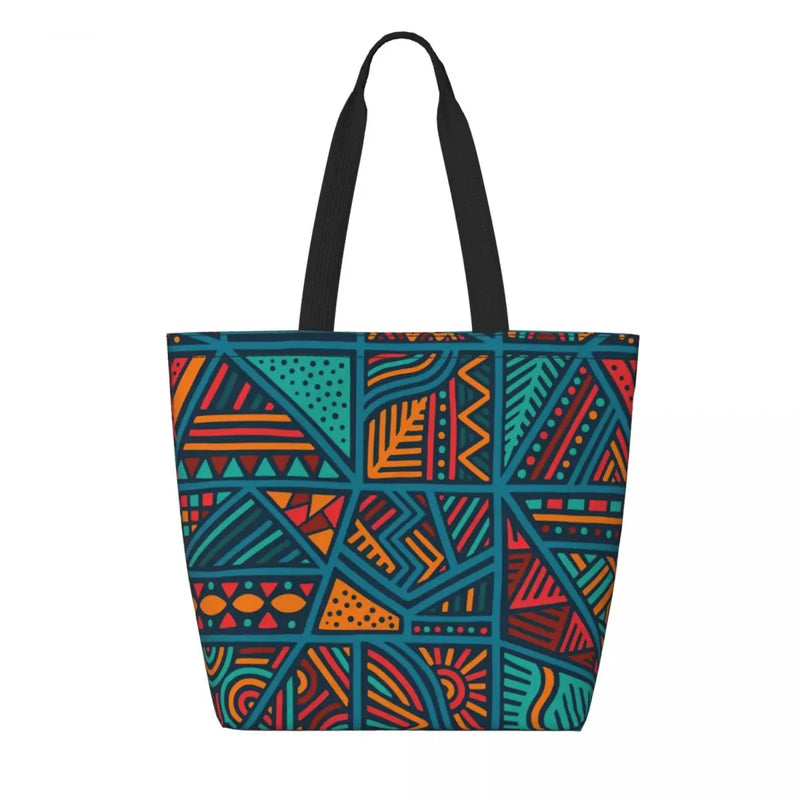 Kawaii Printing Geometric Ankara Pattern Shopping Tote Bags