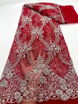 Sexy Red High Quality African Lace Fabric