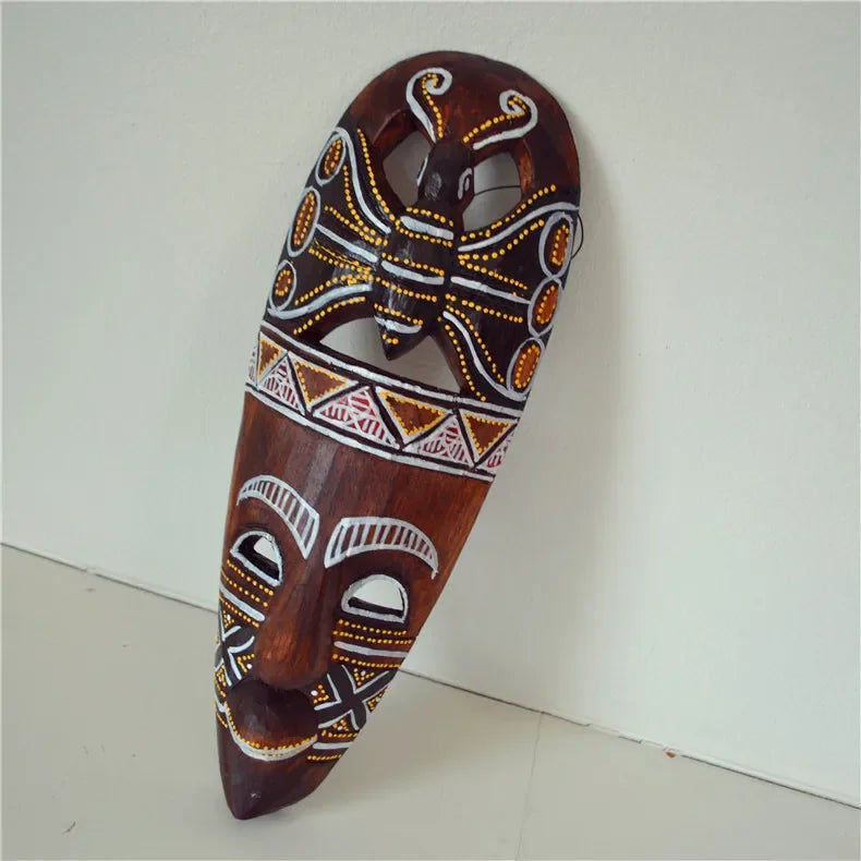 Thailand Solid Wood Carving African Mask Decoration