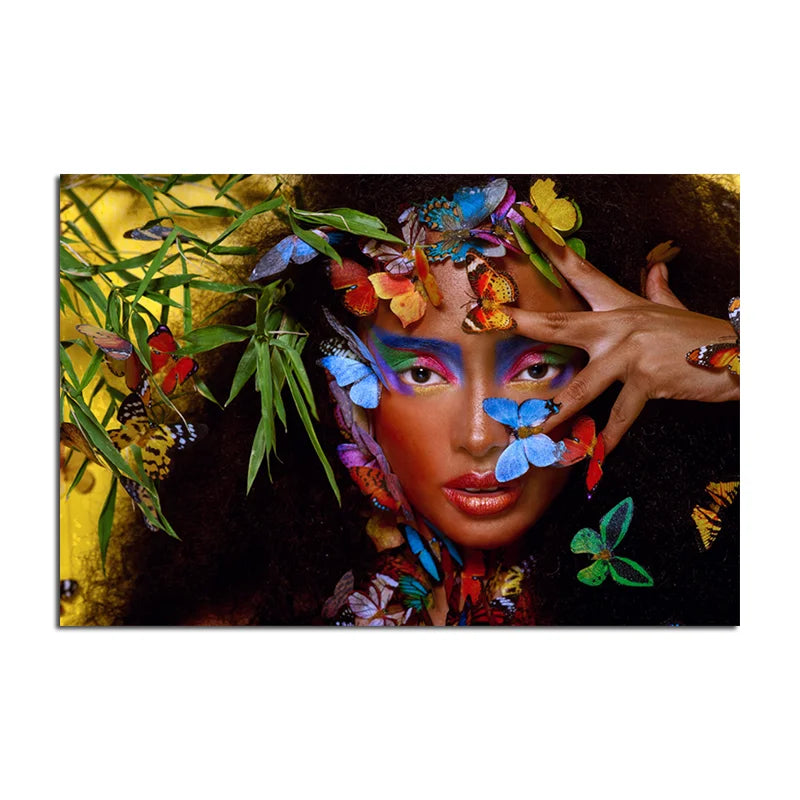 New Canvas Prints Blue Gold African Woman Posters