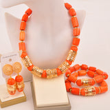 Original Orange Coral Beads Necklace Set