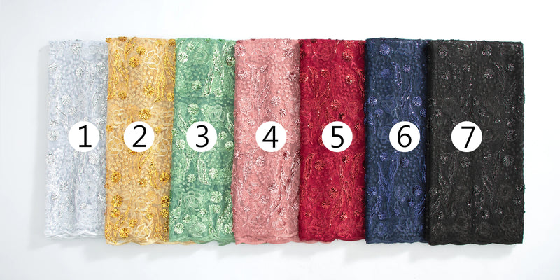 High Quality Nigerian Sequins Tulle Lace Fabric