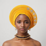 Women Aso Oke Fabric Muslim Headwear