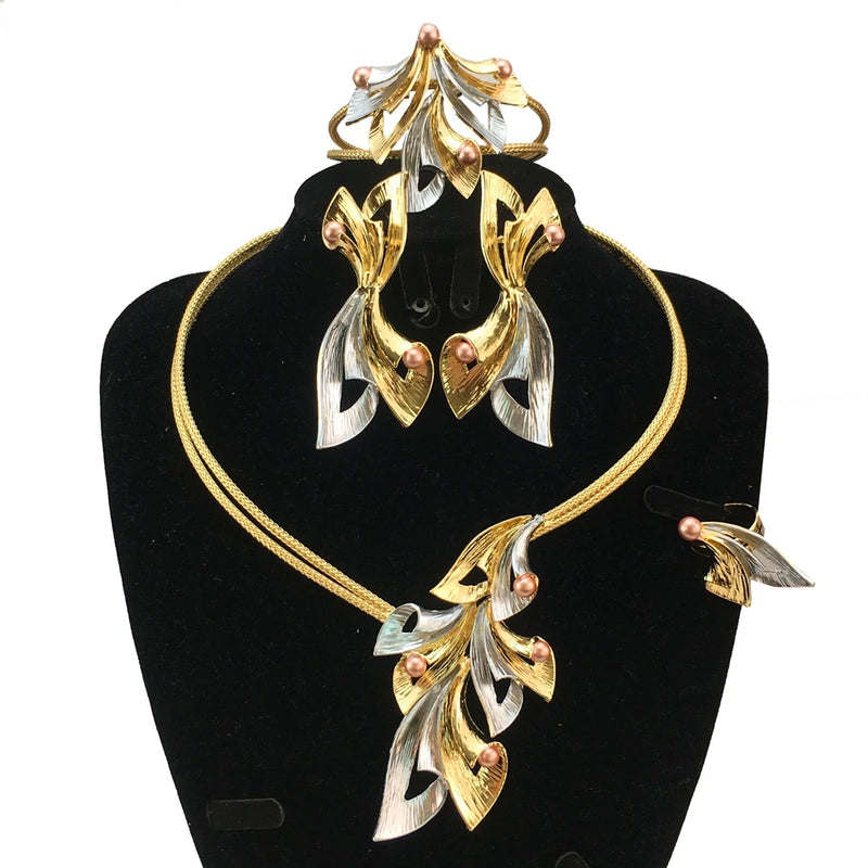 African Bride Light Weight Colorful Necklace Latest Luxury Jewelry Set