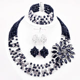 New Crystal Beaded Nigerian Wedding African Beads Jewelry Set