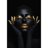 African Art Black And Gold Woman Oil Painting Poster