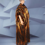 African American mother hot gold jacquard fabric loose dress