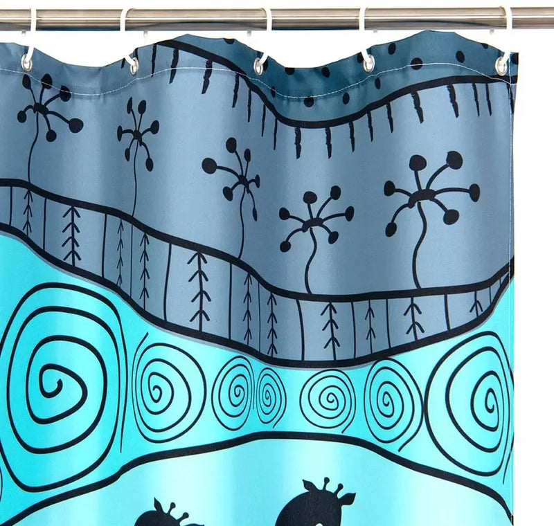 African Ethnic Cartoon Kids Bathroom Shower Curtain Set