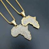 New Hip Hop Africa Map Pendant Necklace