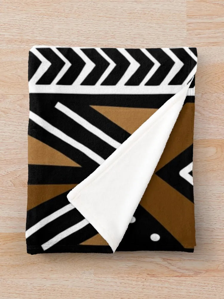 African Mud Bogolan Design Throw Blanket